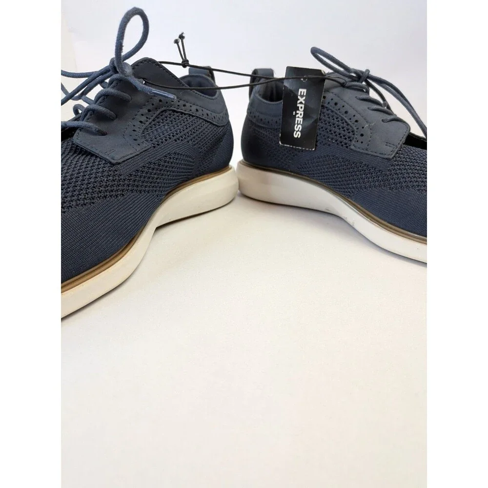 NEW Express Mens Size 12 Fabric Dress Sneakers Oxford Shoes Navy Blue Derby - Picture 10 of 16